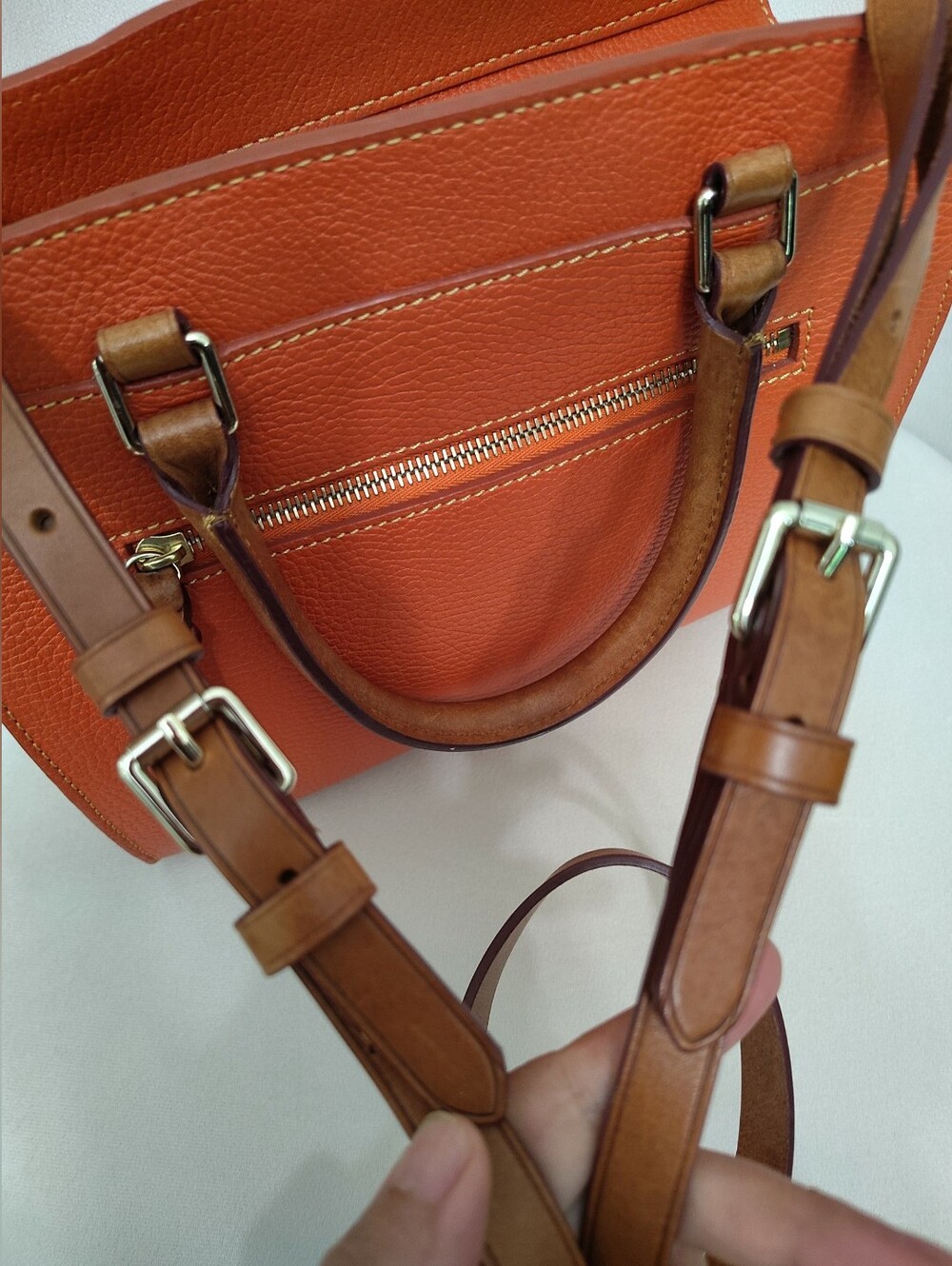 Dooney&Bourke Orange Pebble Grain Leather Blair Bag Satchel EUC - Picture 9 of 16